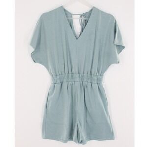 Good Luck Gem Romper Elastic Waist Tie Back Size M Sage Green YCGR2514